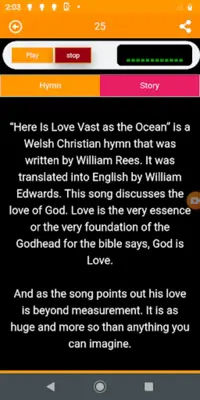 Hymns and stories behind them android App screenshot 1